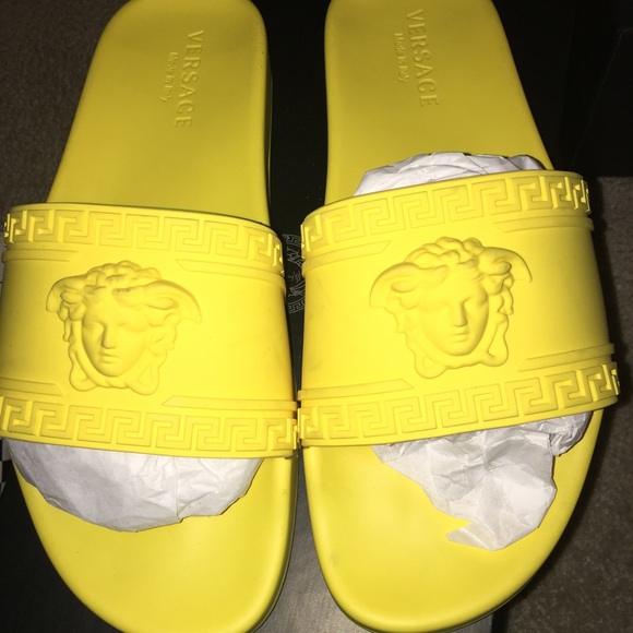 yellow versace slides